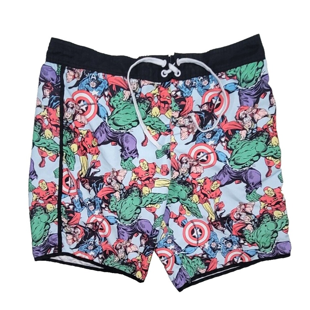 Marvel Comics Hero Swim Trunk Board Shorts‎ Captain America Hulk Iron Man Large